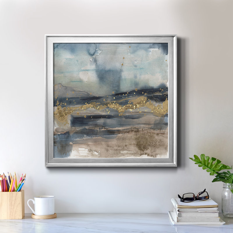 " Golden Light On The Horizon I " Painting Print, Silver, 28" H x 28" W x 1" D