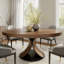 Salle de cuisine ronde en bois massif noyer avec chaise en bois massif 4/6/8-544044410-544152422