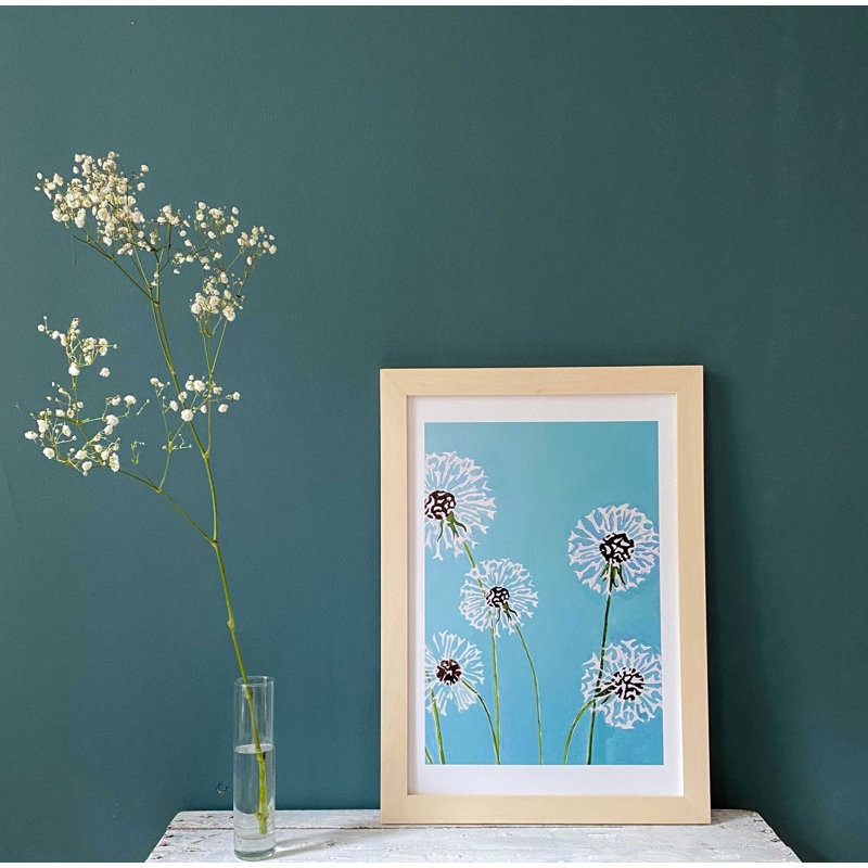 Dandelions On Aqua Painting by Jessica Hollander, 19" H x 13" W x 0.1" D