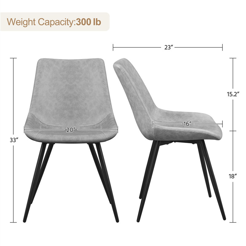 Bakhyt 18'' H Faux Leather Upholstered Side Chair, Gray/Black