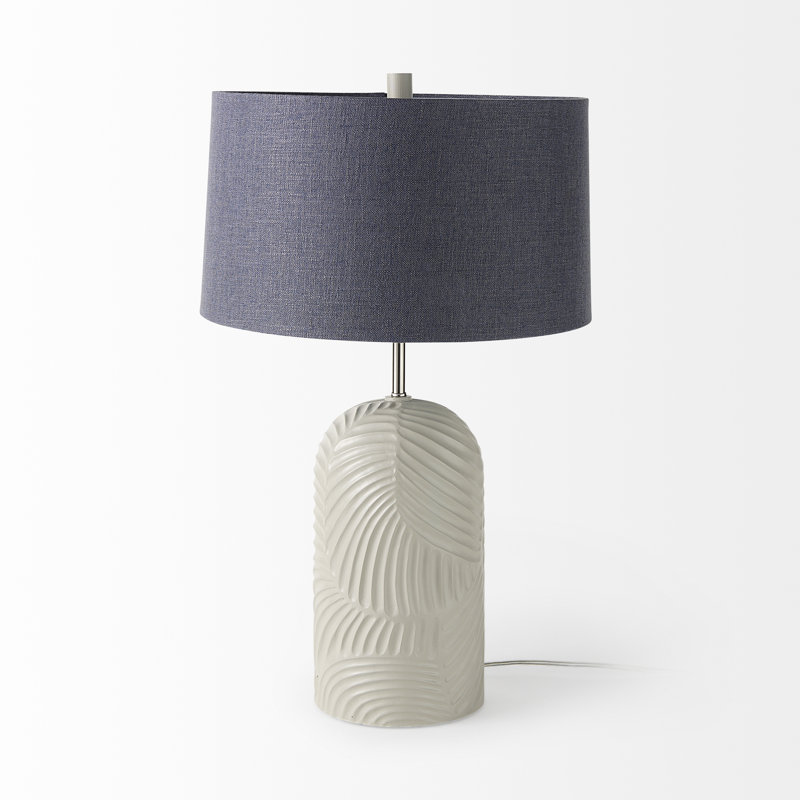 Lampe de table en résine Vernal, Beige, Bleu marine
