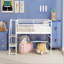 Lit mezzanine moyen avec escalier de rangement, simple, blanc-359116644