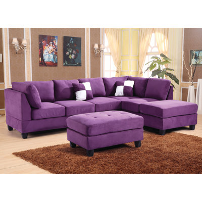 Malone Reversible Sectional Purple Microsuede