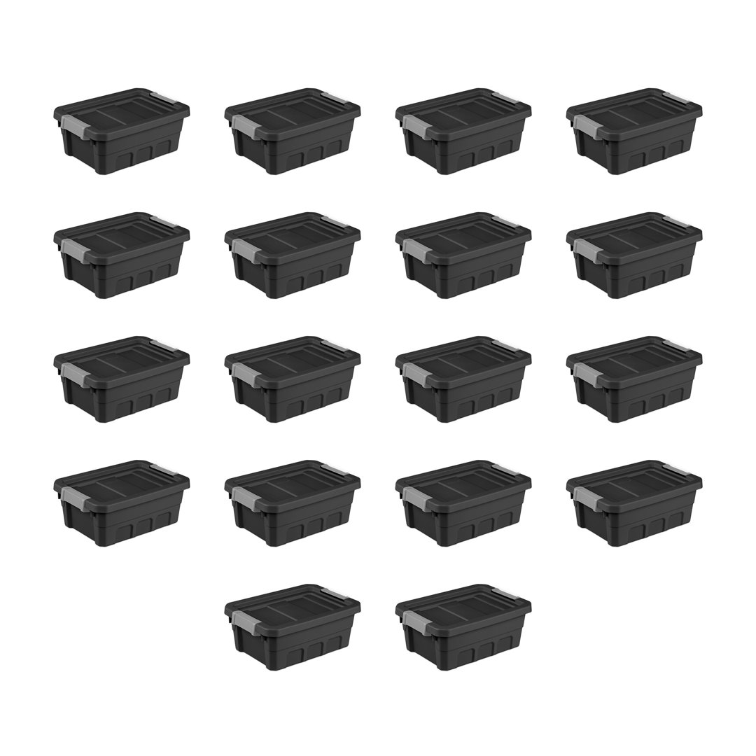 Sterilite Rugged Industrial Stackable Storage Tote w/ Lid, Black Sterilite