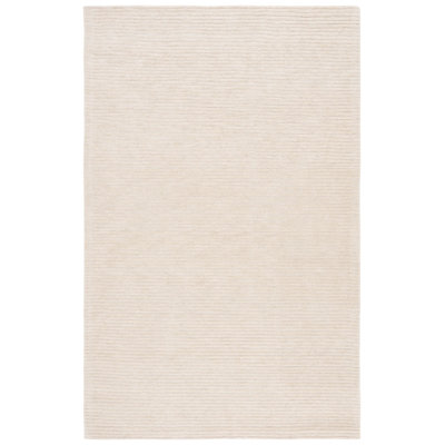 Tadas Hand Tufted Wool/Pet Yarn Solid Color Rug in Ivory