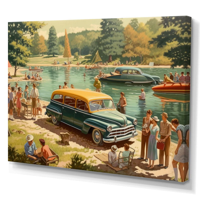 Ribaldo Flashback To Summer Holiday By The Lake IV sur toile, H 24 po x l 32 po x P 1 po, Toile tendue