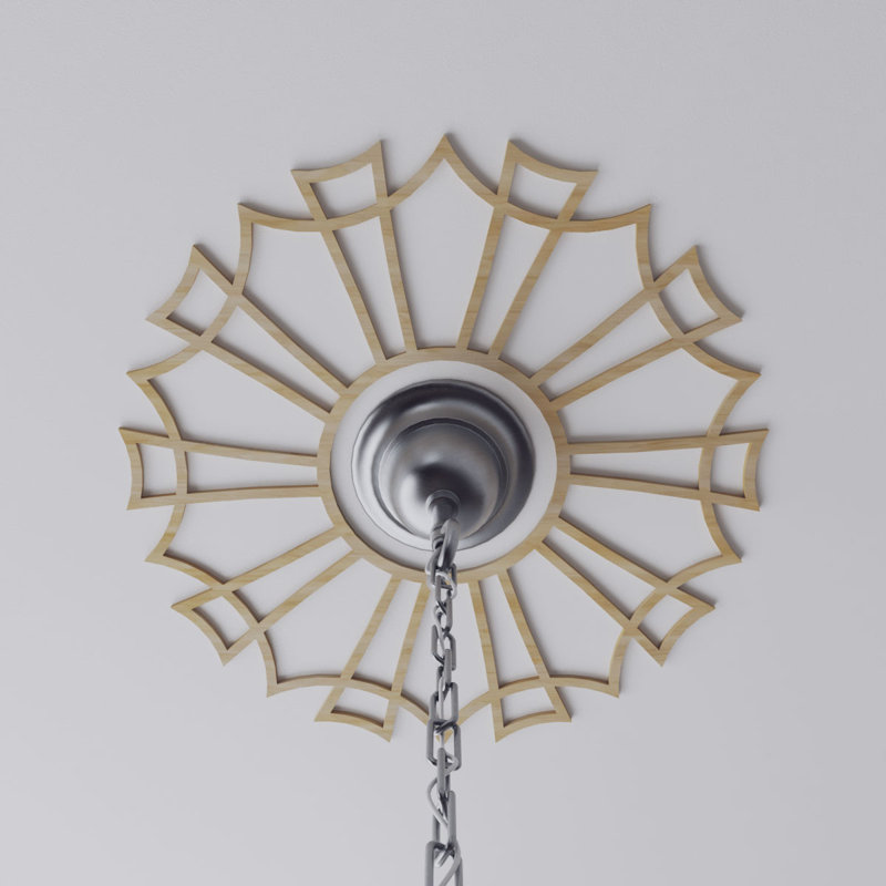 Médaillon de plafond en bois Augustus, Noyer blanc, H 40 po x l 40 po x P 0,25 po