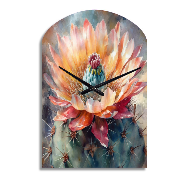 Horloge murale orange, cactus orange et vert, Moyenne