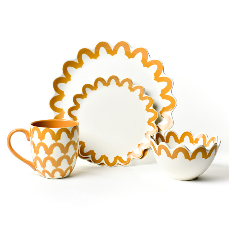 Brass Arabesque 4 Piece Place Setting, Yellow
