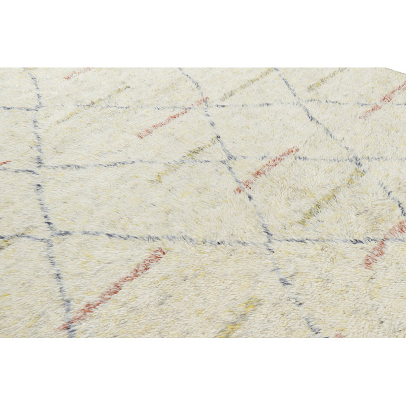 Moroccan Hand Knotted Wool Geometric Area Rug, Rectangle 10' x 14'