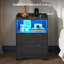 2 Drawer Bedside Table with Charging Station and LED Lights, LED Bedside Cabinets with 3-Sided Guard Rail for Bedroom, 35cm W Side Table-1760733954