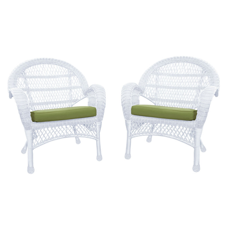 Maltby Wicker Outdoor Lounge Chair, White, Hunter Green