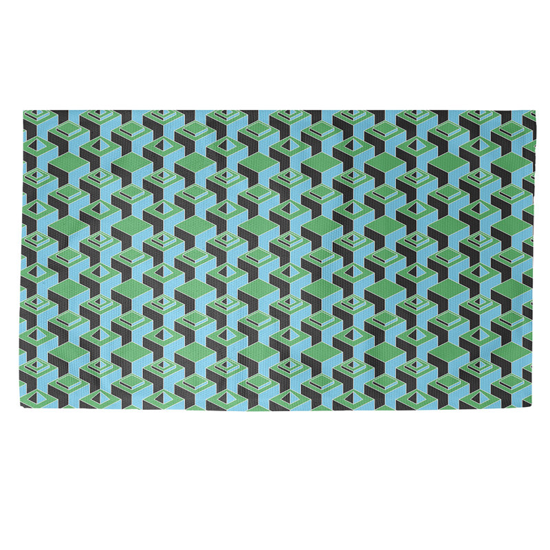 Tapis menthe à motif de gratte-ciels sombres, Rectangle 2 pi x 3 pi