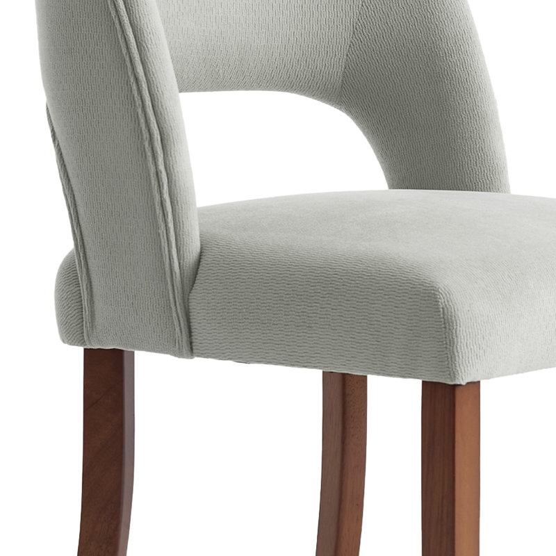 4-Piece Chenille Upholstered Solid Wood Dining Chair Set, Light Gray