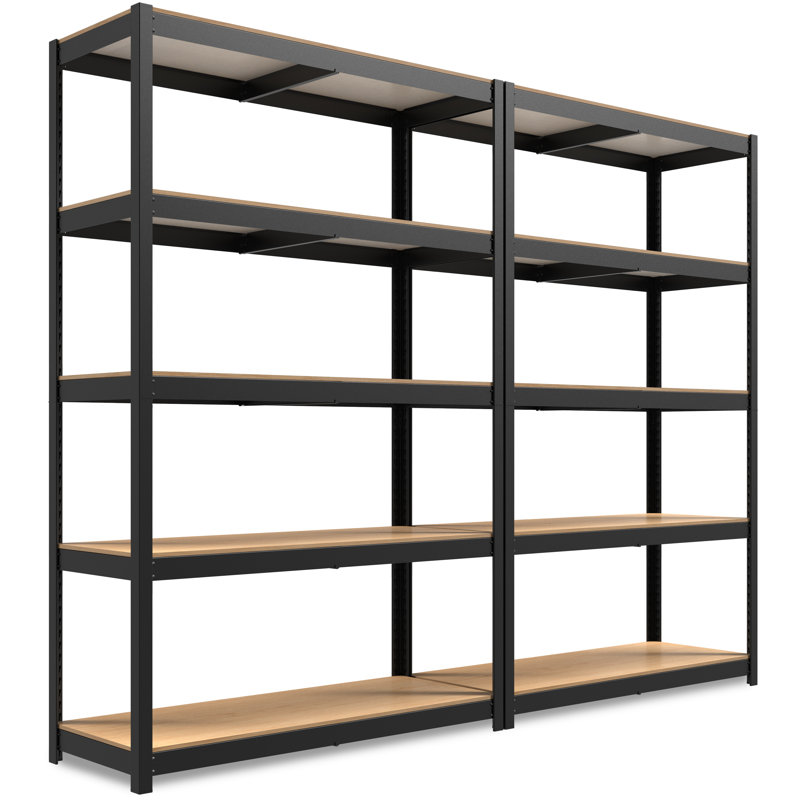 Étagère en acier laminé noir moderne à 5 niveaux de 48 po pour la maison et le garde-manger, L 48 po, Noir