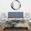 Bleu et or Floral Bunch III - Ensemble de housse de couette floral - Microfibre de polyester-537037224