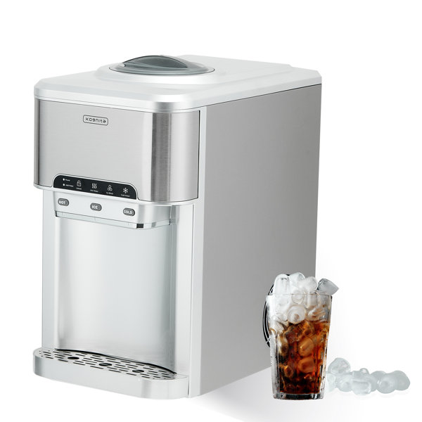 Kognita 3-in-1 44 lb. Bullet Ice Maker Hot&Cold Water Dispenser Countertop Ice Maker Machine for Kitchen, Office&Bar, Stainless Steel, Silver