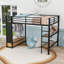 Lit mezzanine en métal avec tablettes intégrées et panneau perforé personnalisable-903790419