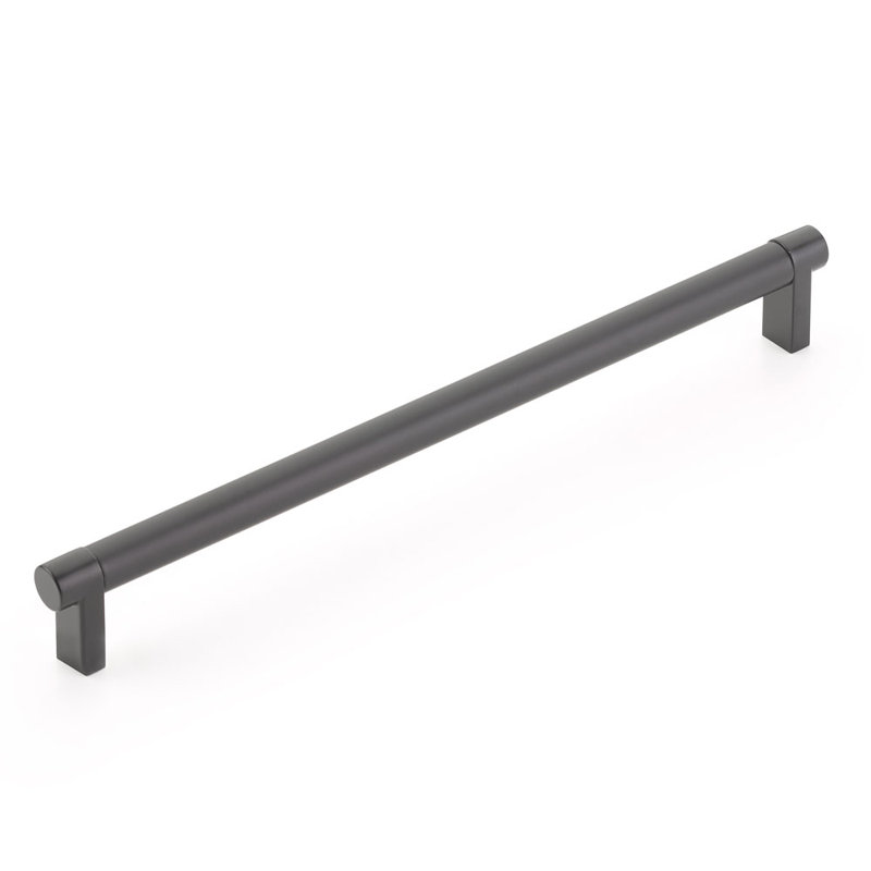 Emtek Select Cabinet Pull w/ Rectangular Stem & Smooth Bar, Flat Black, 10" Center to Center