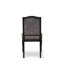 Cet ensemble de table de salle à manger moderne 5 pièces comprend une table ronde et 4 chaises en polyester gris foncé à haut dossier avec une finition noire sablée.-1243851099-1251741394