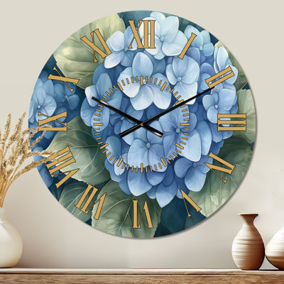 Horloge murale florale bleue