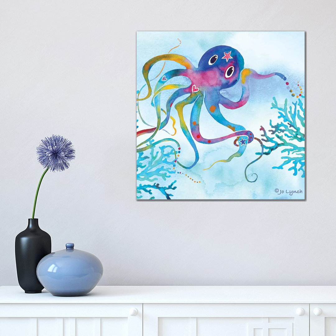 Octopus Ocean Coral by Jo Lynch - Wrapped Canvas Gallery-Wrapped Canvas Giclée