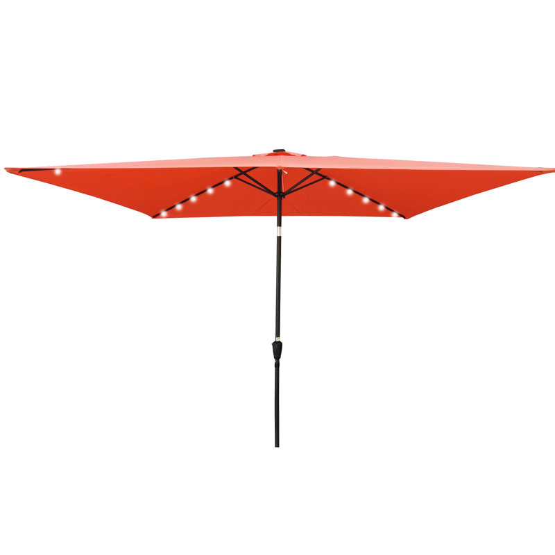 Parasol rectangulaire pour le patio avec mécanisme d'inclinaison solaire extérieur à énergie solaire et résistant au vent