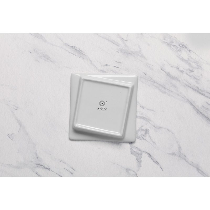 Assiette carrée miniature en porcelaine de qualité supérieure avec rebord, 4,4 x 4,4 po MINIATURE | Va au micro-ondes et au lave-vaisselle