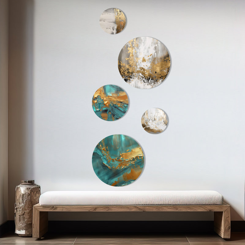 Ensemble de 5 décorations murales V 5 tourbillons en métal