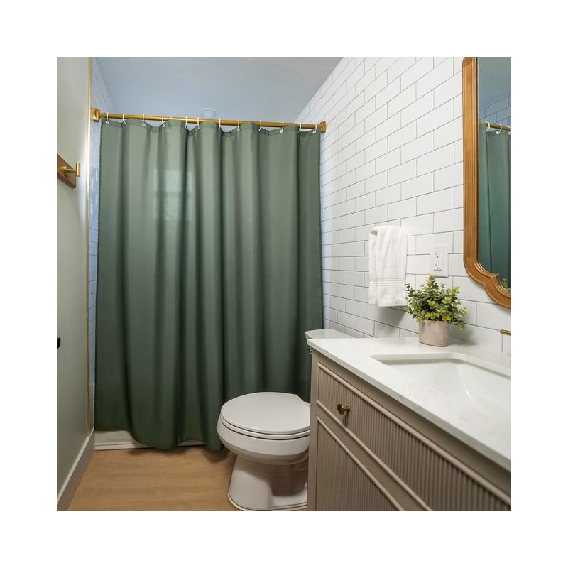 Rideau de douche uni 71 x 74 Parke - résistant à l'eau - tissu 100% polyester, Vert