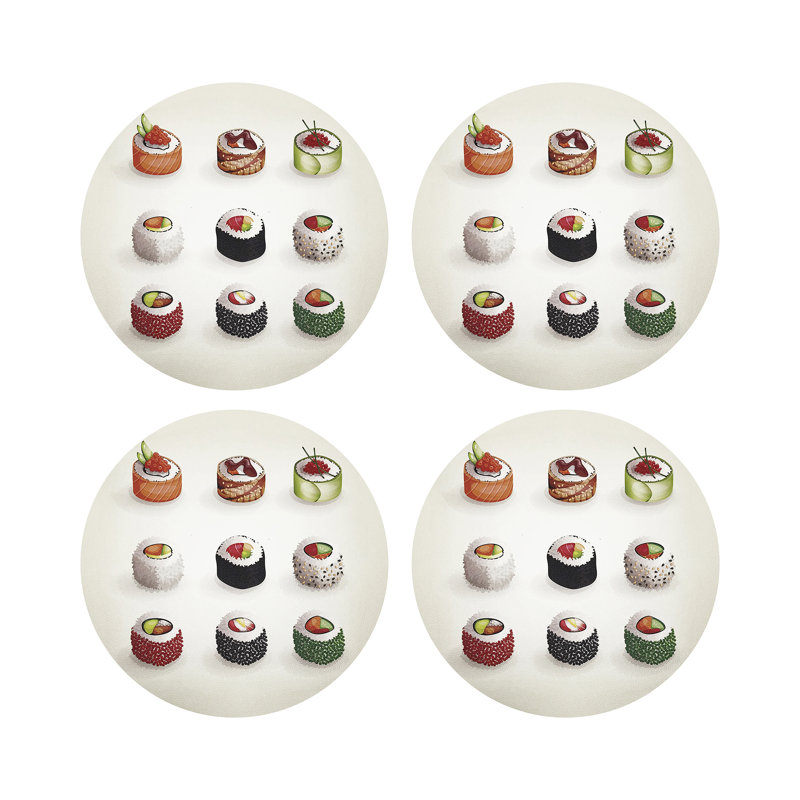 Sushi Go Vegan Leather Round Coasters