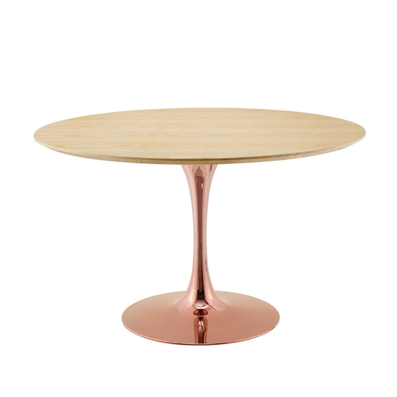 Table de salle à manger Modway Lippa, Naturel, Or rose, L 47 po x l 47 po