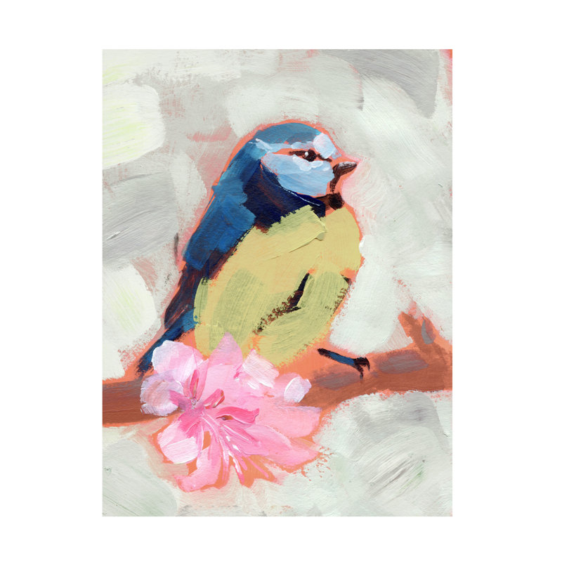 Colorful Songbird on Branch Canvas Art in 24" x 18"