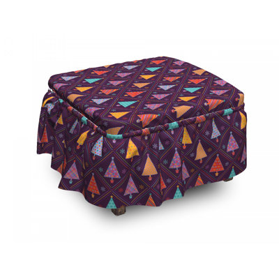 Ensemble de housse pour repose-pieds à coussins carrés 2 pièces christmas tree rhombus