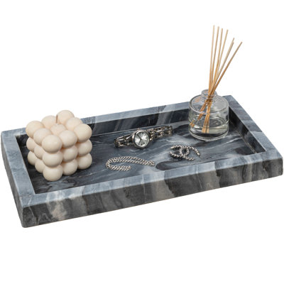 Plateau de comptoir de salle de bain rectangulaire minimaliste en marbre 12 po x 6 po Luxe Stone
