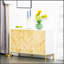 Buffet à 3 portes avec motif à chevrons, tablette réglable et pieds en métal pour un rangement moderne