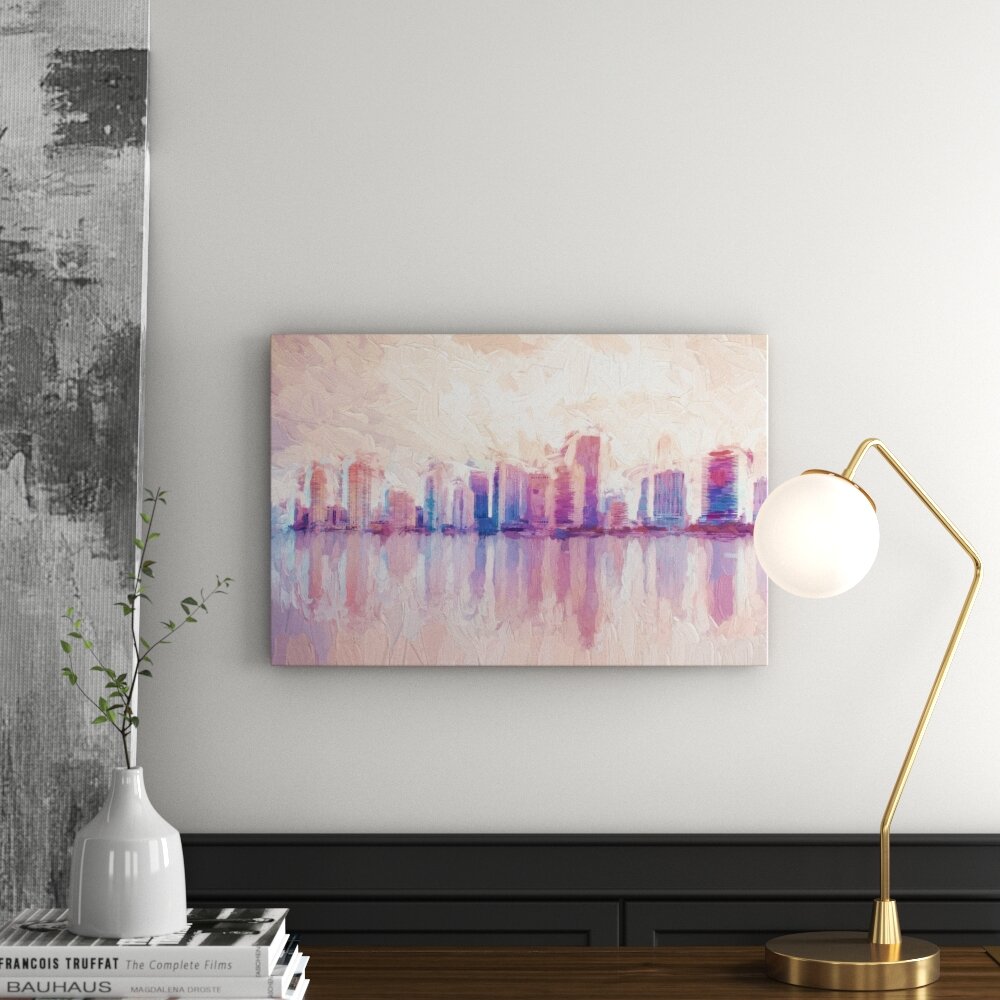 Leinwandbild "Miami Florida Skyline bei Sonnenuntergang", Grafikdruck