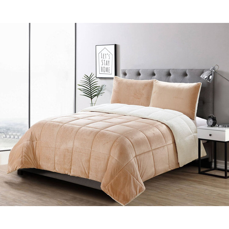 Byrne Polyester Comforter, Twin Comforter + 1 Sham, Beige
