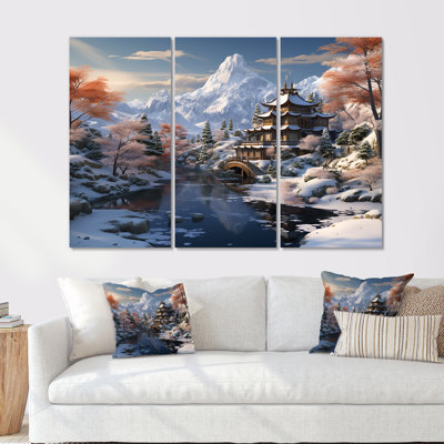 Paysage de montagne du temple bouddhiste de Chine - art mural Chine