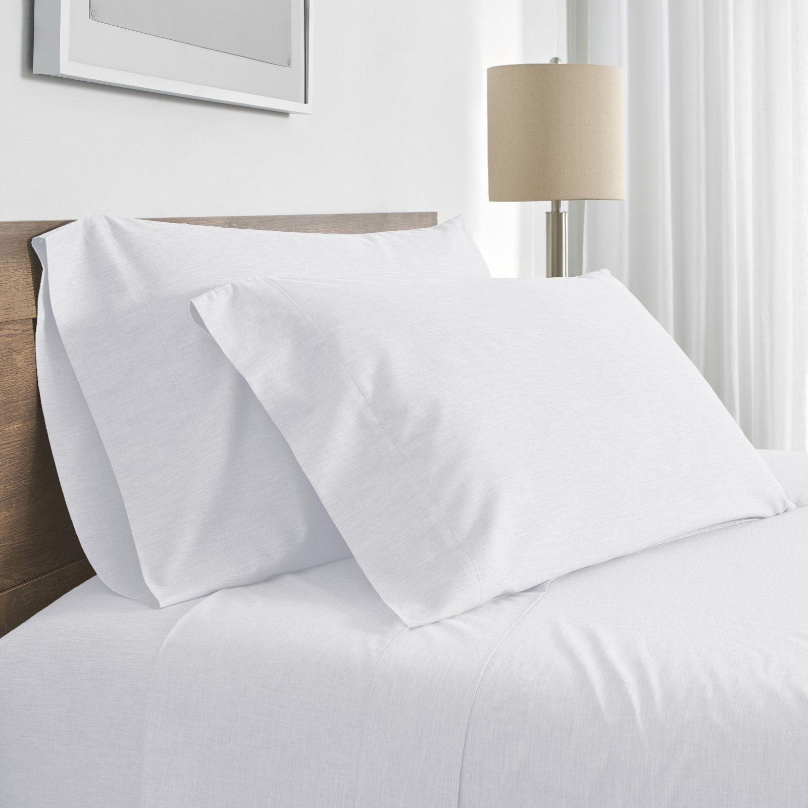 Modern Living 300 Thread Count 100% Cotton Sateen Sheet Set, True White, Twin XL Flat Sheet + 1 Fitted Sheet + 1 Pillowcase