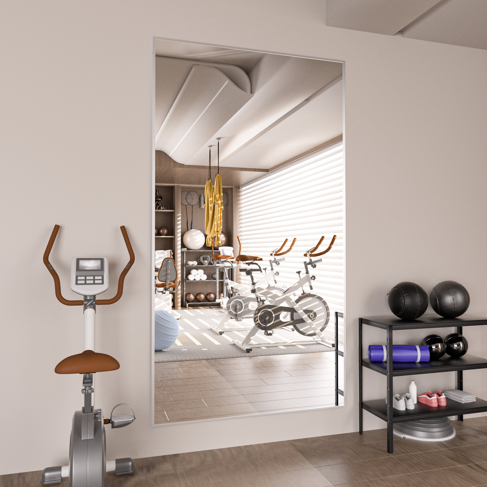 Mirror Ideas Large Wall Mirror Home Gym Rectangle Black Fitness