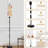 PeeNoke 68.5" Standing Floor Lamp Vintage Floral Red Yellow Cream Flowers Green Leaves Dimmable Metal Pole Lamp with Linen Lampshade LED Bulb Included