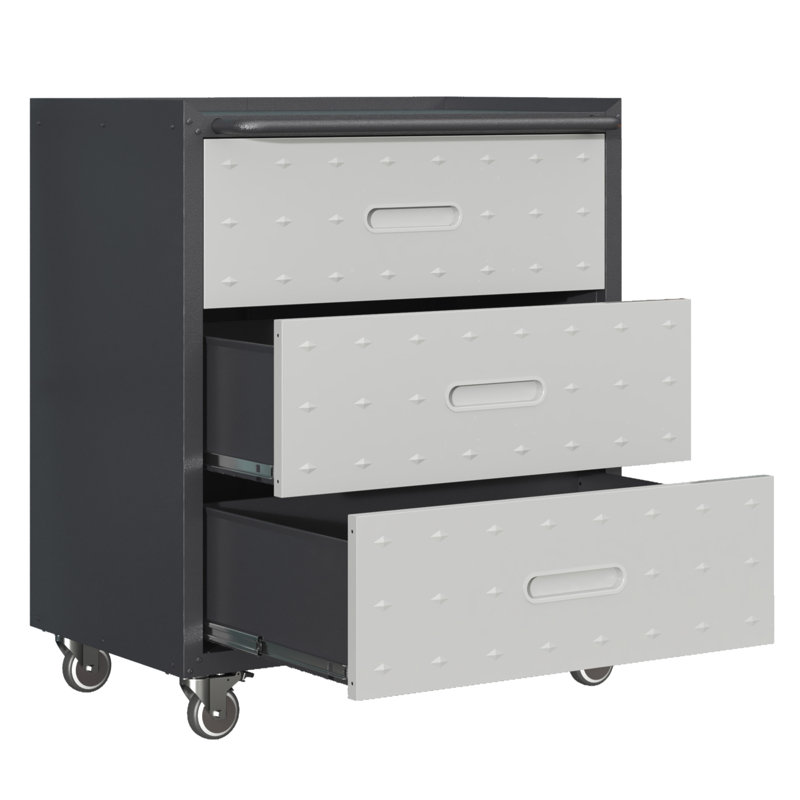 Heavy-Duty Metal Storage Cabinet With Wheels - 3 Drawer Tool Cabinet For Garage, Office, And Home Organizer Solutions