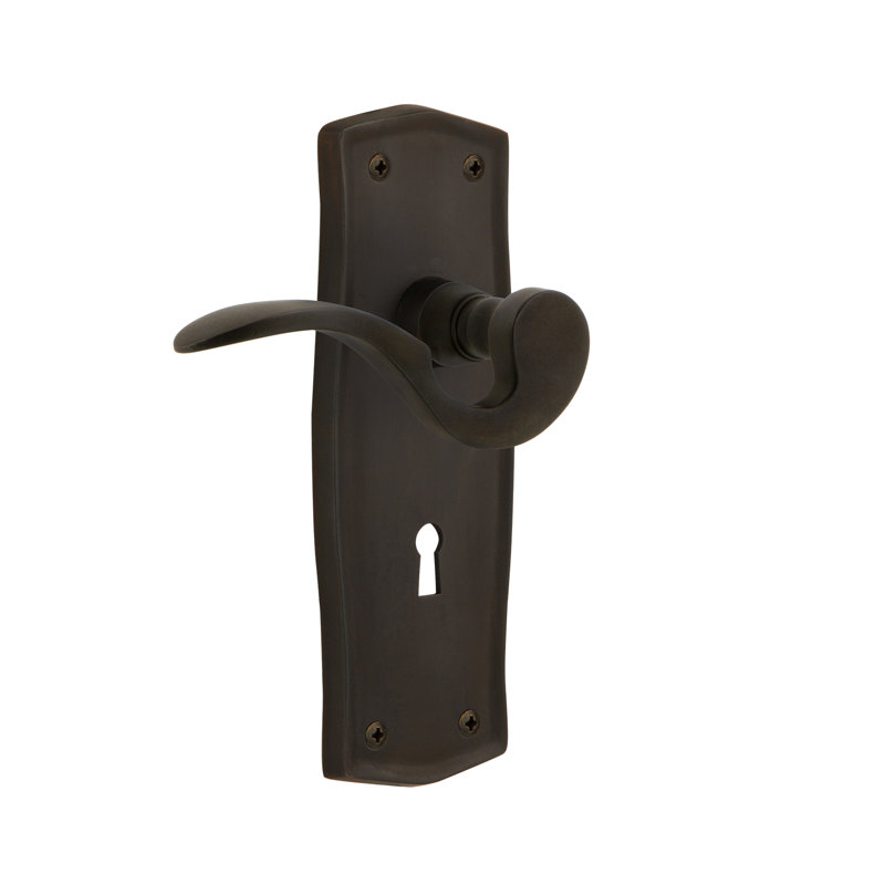 Prairie Plate Passage (Hall & Closet) with Decorative Keyhole and Manor Lever, Oil-Rubbed Bronze, 2.75"