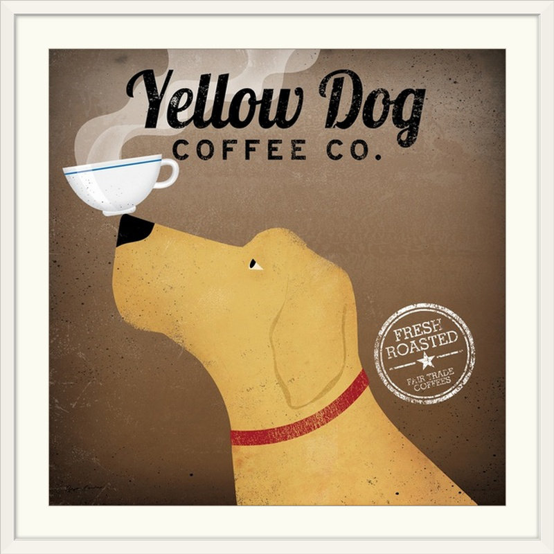 «Yellow Dog Coffee Co» par Ryan Fowler, affiche vintage, H 16 po x l 16 po x P 1,5 po, Toile