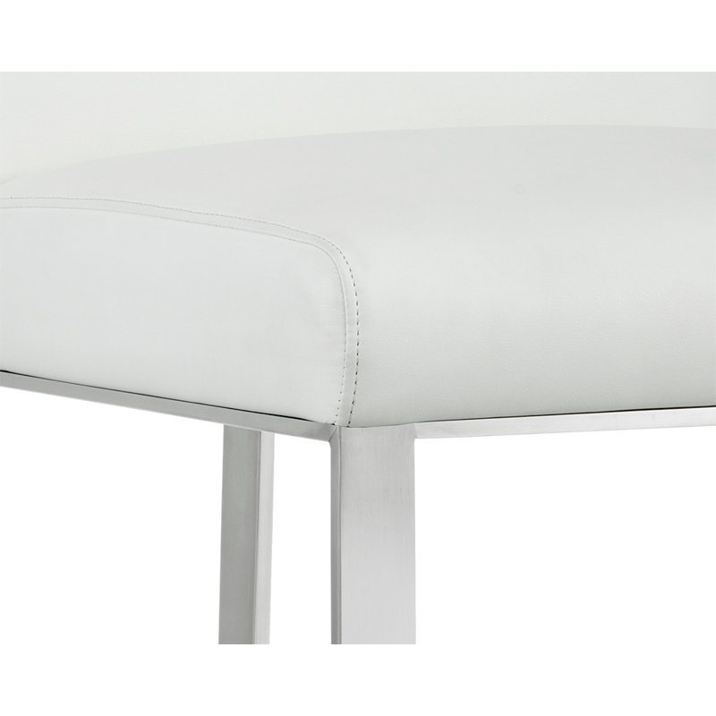 Dean Bar & Counter Stool, Stainless Steel, Counter Stool (26" Seat Height), White Faux Leather