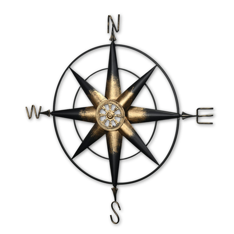 Isola Large Elegant Black & Gold Wall Compass