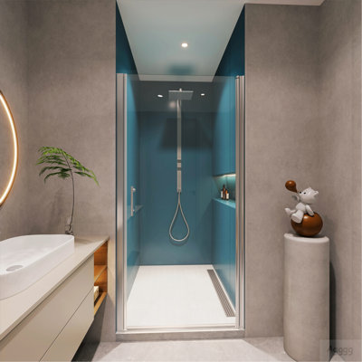 1 3/8" adjustment,universal pivot shower door, open outside, with 1/4" tempered glass and Polished Chrome finish 2472
