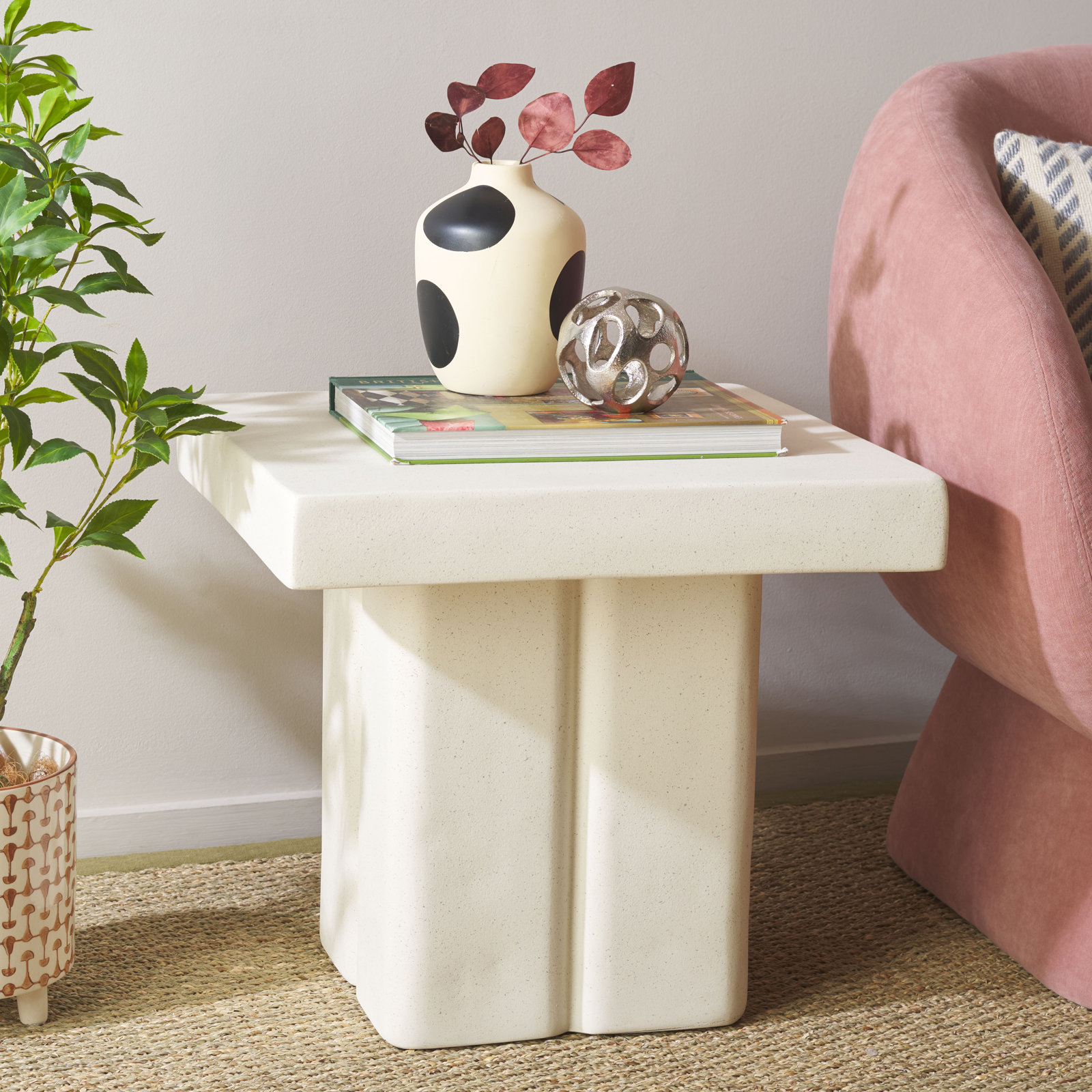 20" End Table, White