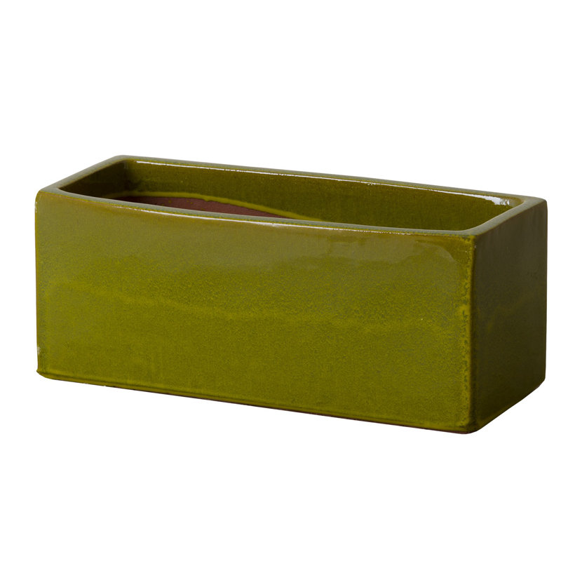 Handmade Ceramic Planter, Green, 8" H x 20" W x 8" D